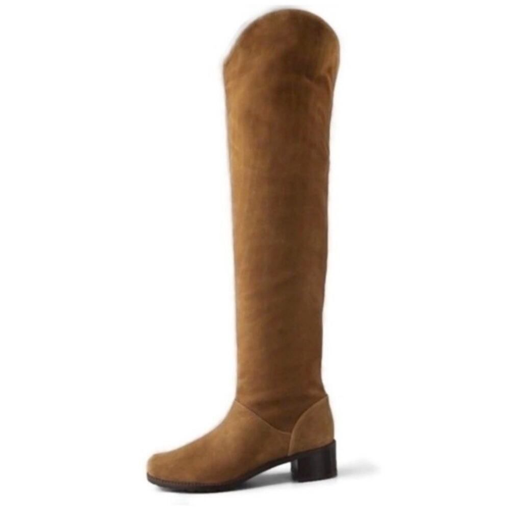 Stuart Weitzman Camel Suede OTK Pull-On Boots Sz 8.5